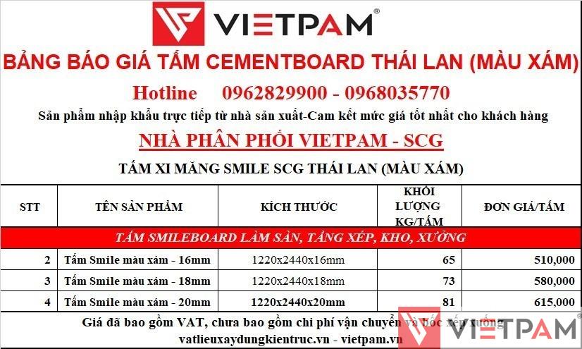 Báo giá tấm xi măng cemboard tại Hà Nội
